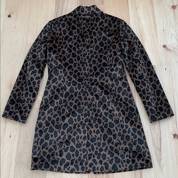 Vintage Express Animal Leopard Print Knee Length Y2K Jacket Coat Medium 9/10 - Picture 11 of 14
